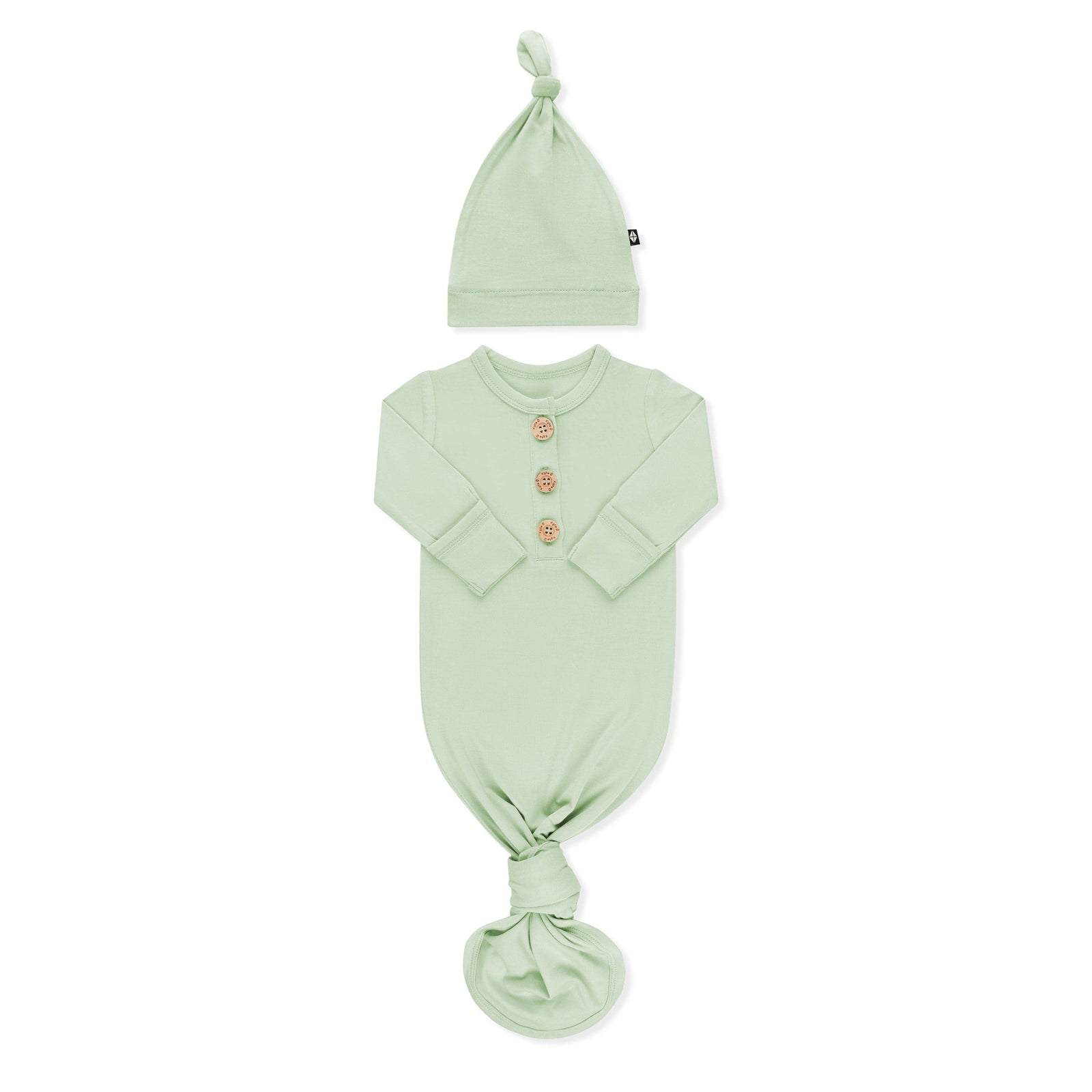 Knotted Day Gown with Hat Set in Basil - Image 3