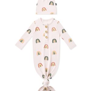 Knotted Day Gown with Hat Set in Retro Rainbow