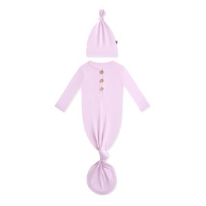 Knotted Day Gown with Hat Set in Thistle