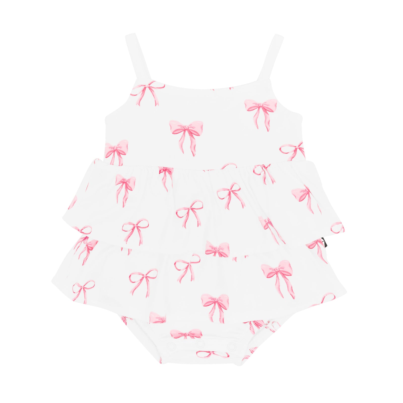 Spaghetti Strap Ruffle Romper in Bow - Image 2