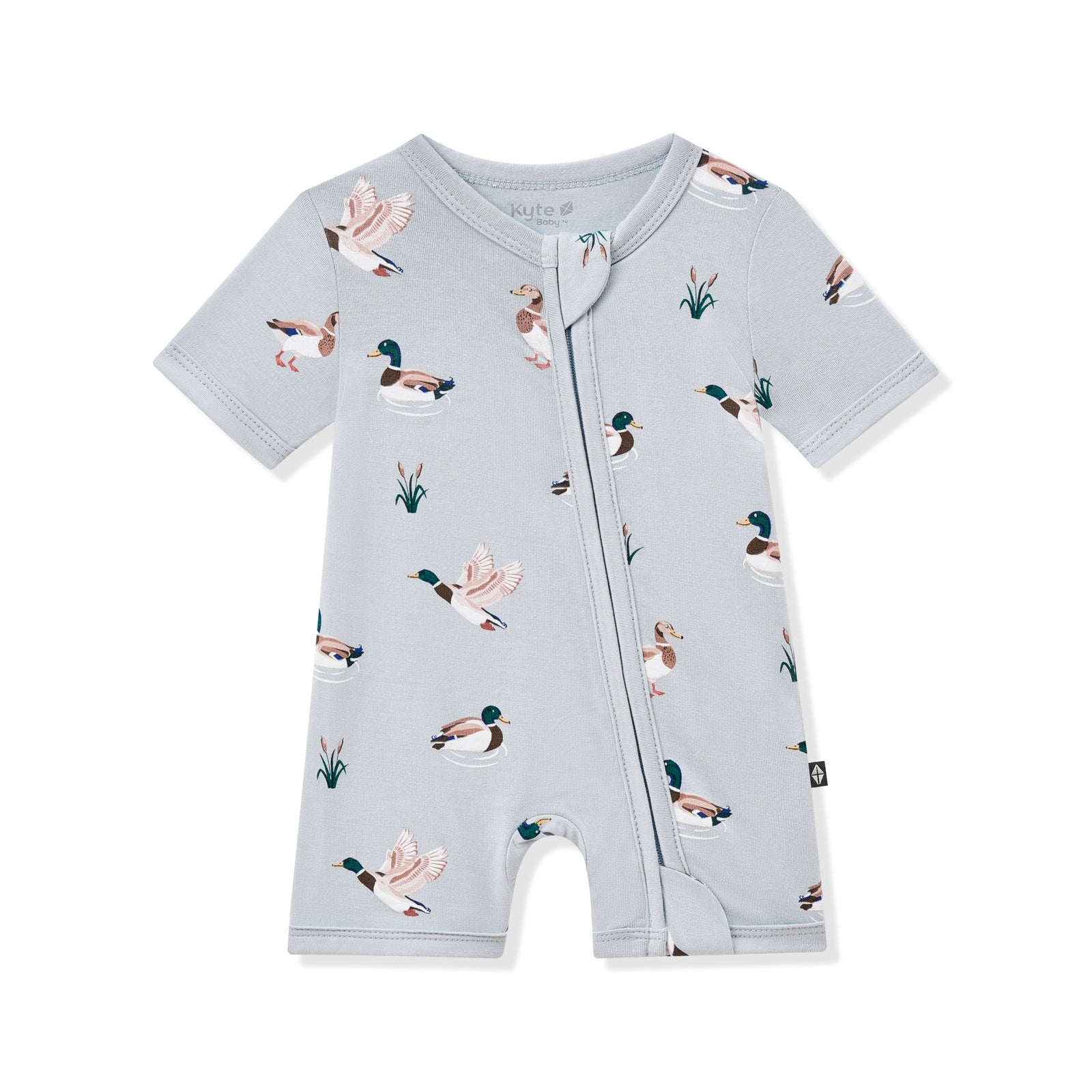 Zipper Shortall Romper in Mallard Duck - Image 2