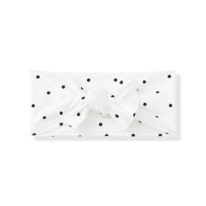 Knotted Bow Headband in Midnight Polka Dot