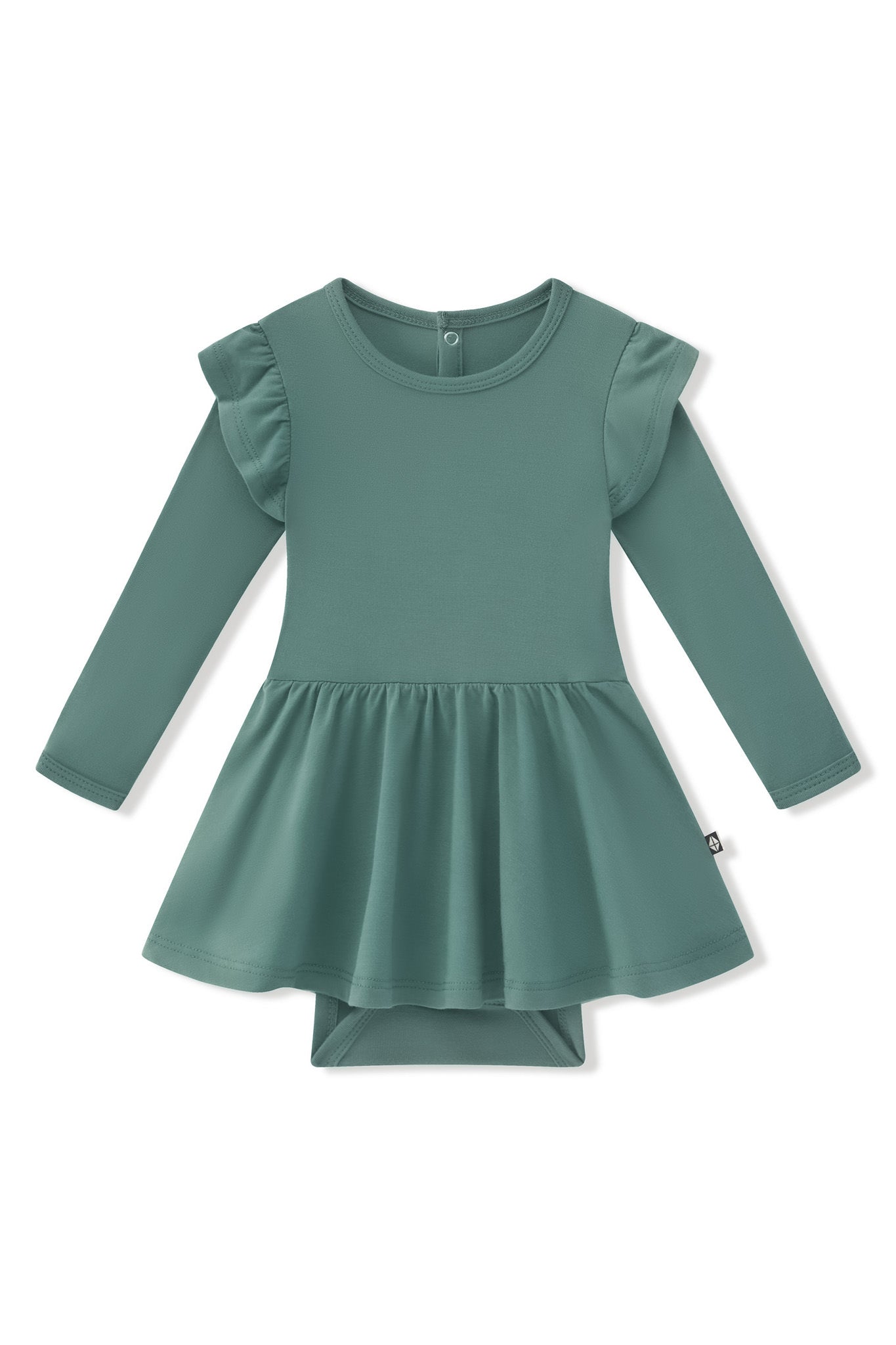Long Sleeve Twirl Bodysuit Dress in Pine - Image 2