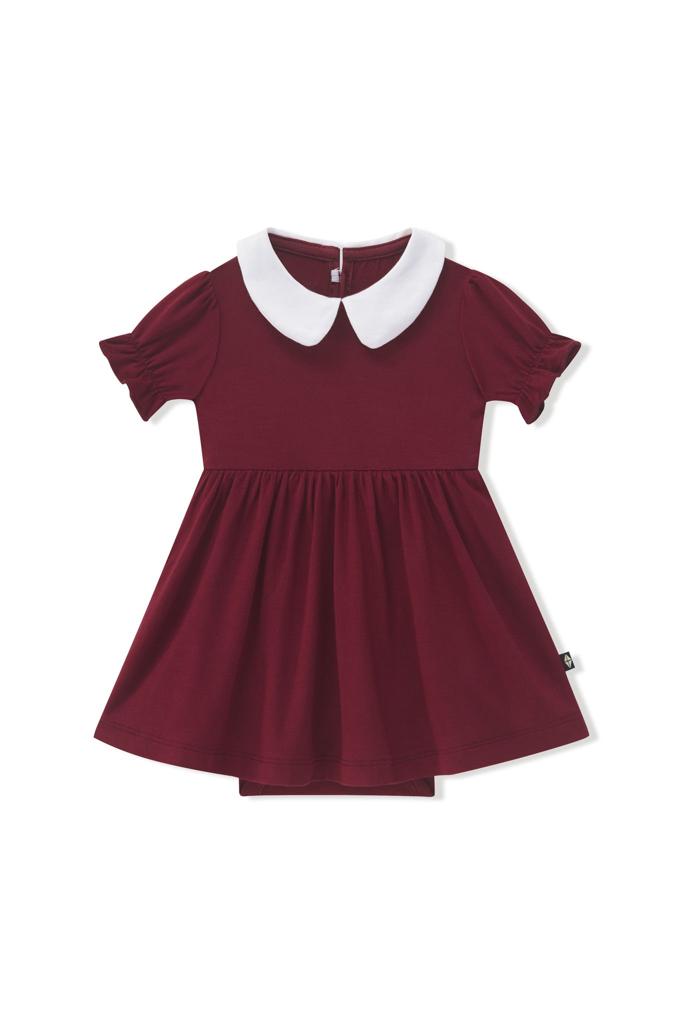 Peter Pan Collar Bodysuit Dress in Burgundy - Image 2
