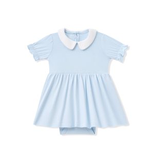 Peter Pan Collar Bodysuit Dress in Breeze