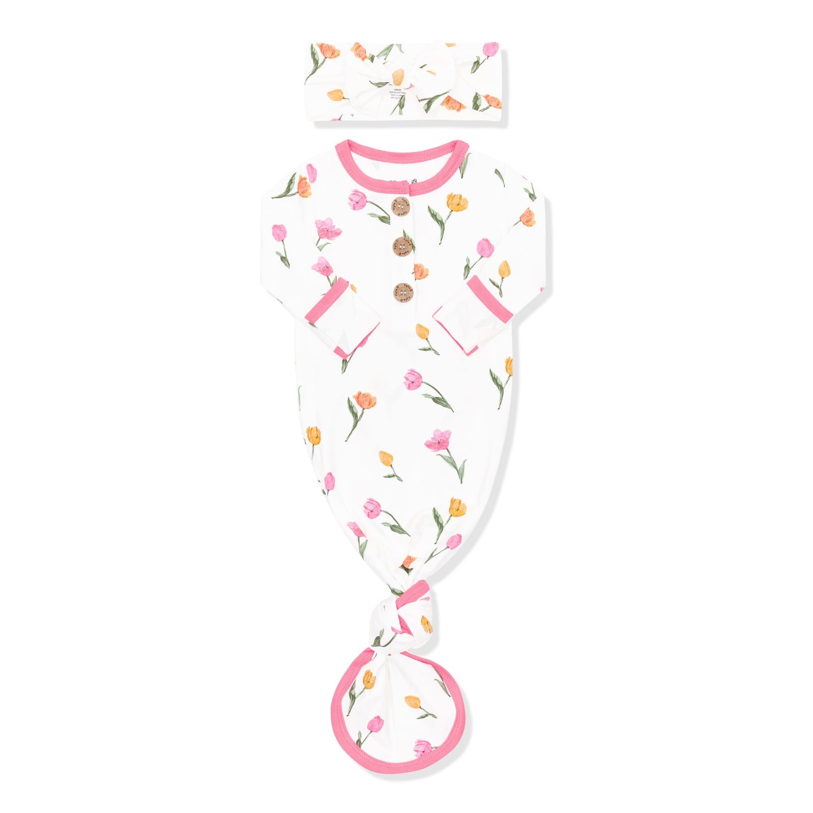 Knotted Day Gown with Bow Set Set in Tulip - Image 5