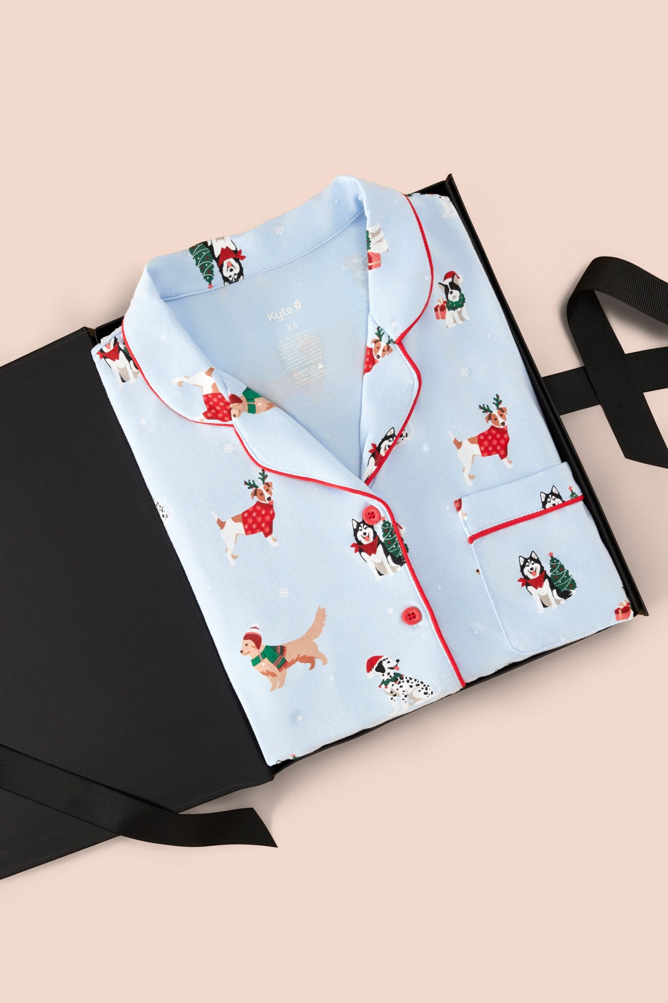 Long-Sleeved Women's Pajama Set in Holiday Pups - Image 8