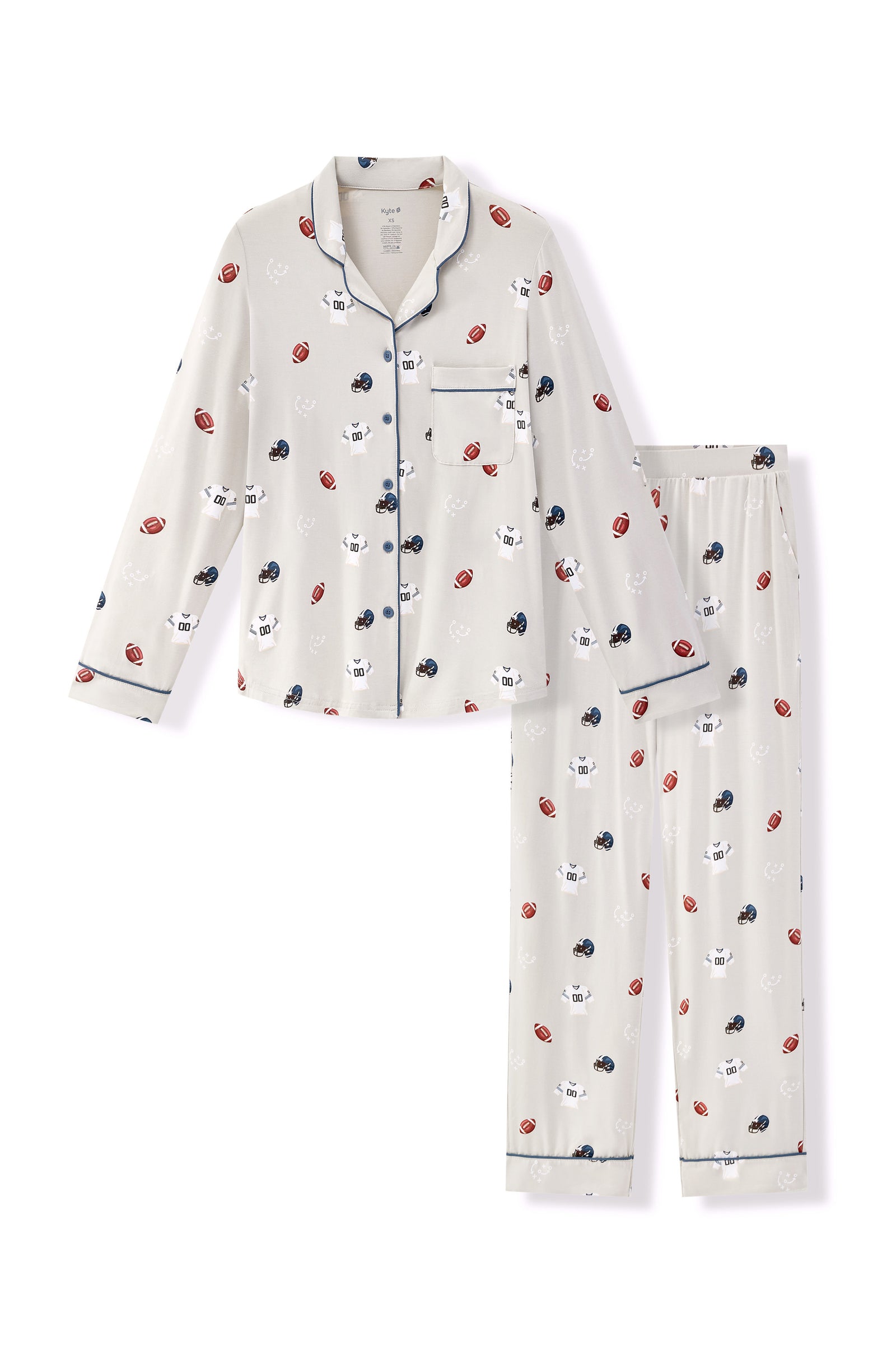 Long-Sleeved Women's Pajama Set in Vintage Football - Image 8