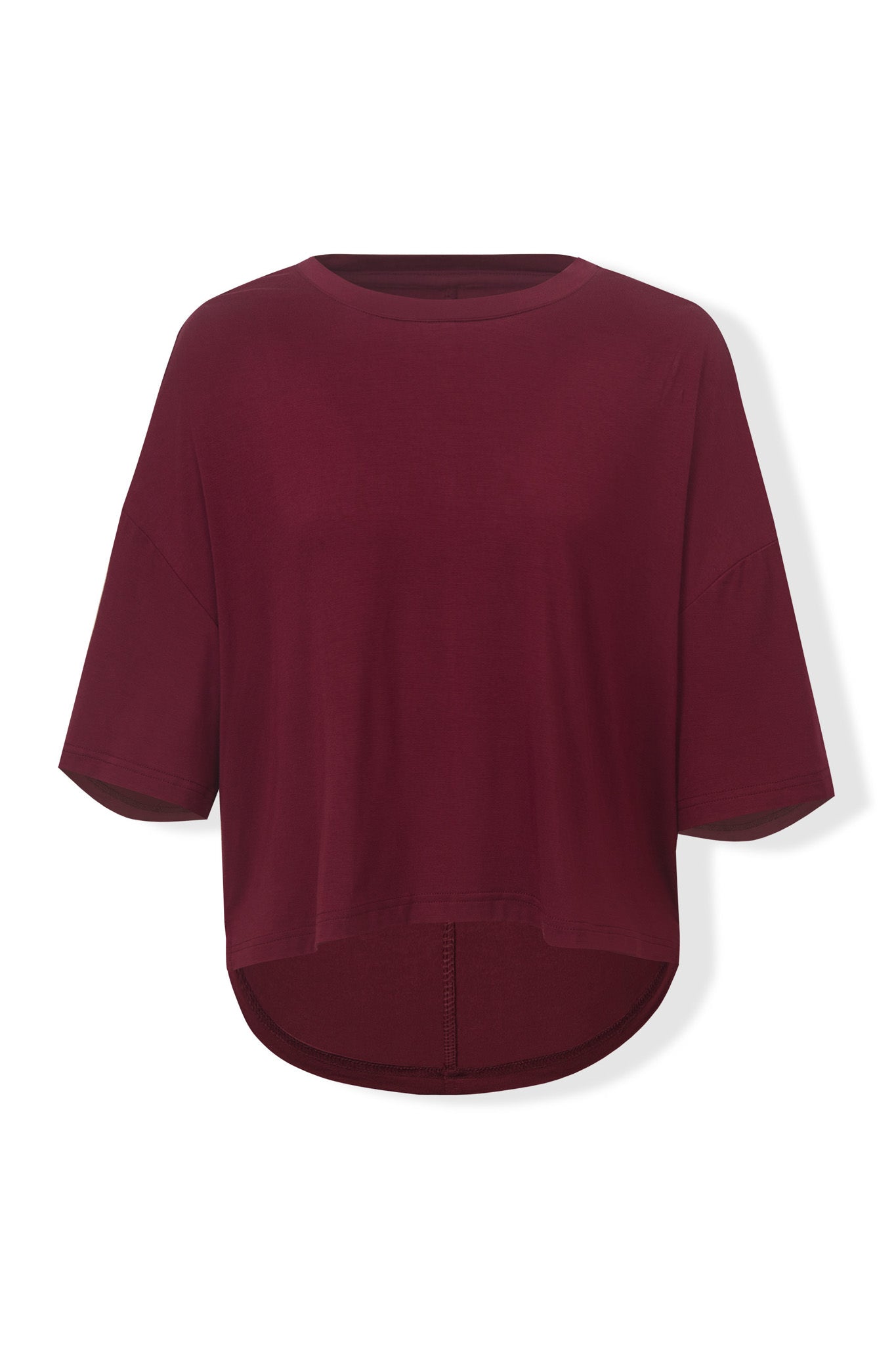 Women's Short Sleeve Boxy Tee in Burgundy - Image 5