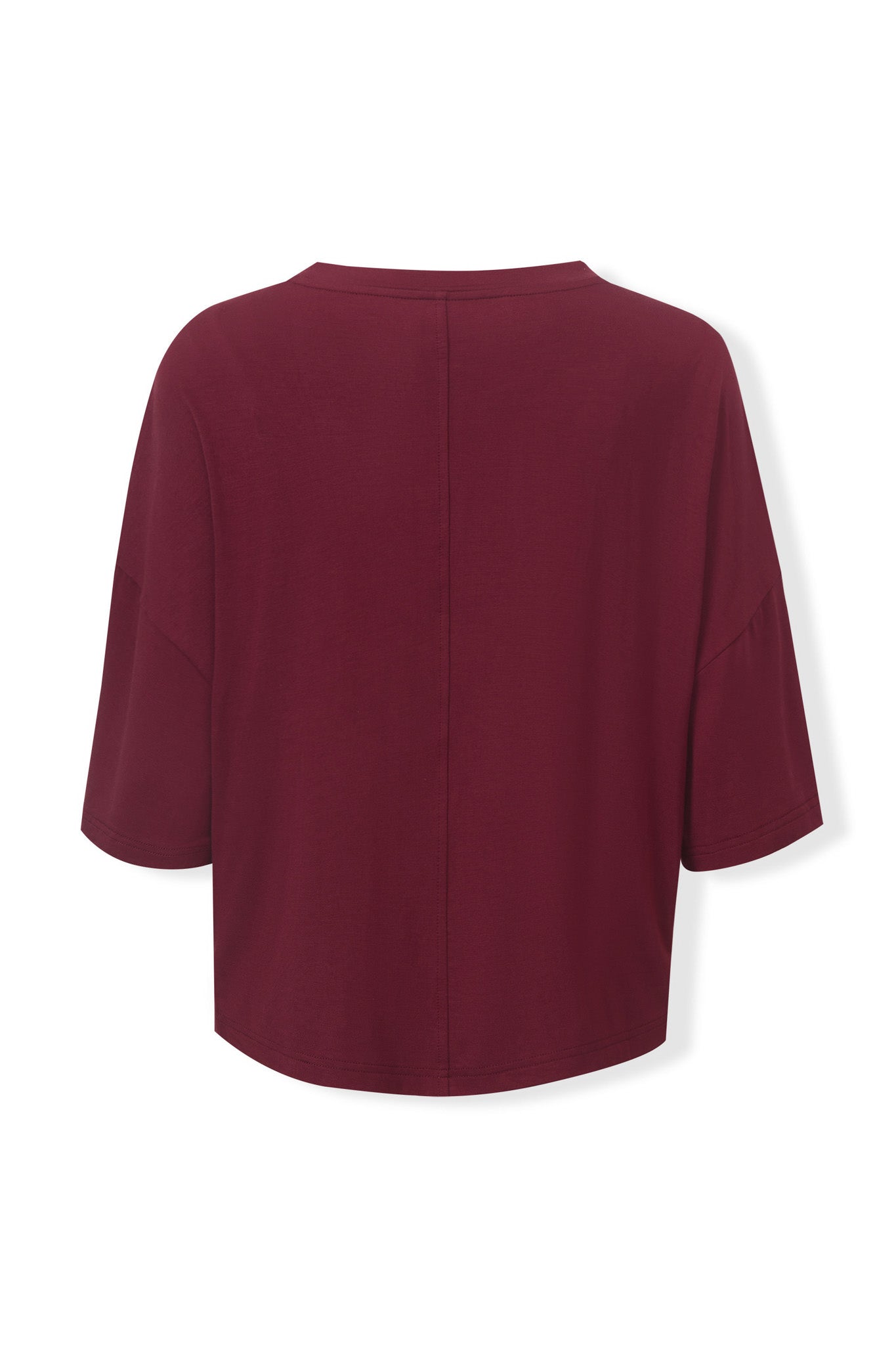 Women's Short Sleeve Boxy Tee in Burgundy - Image 6