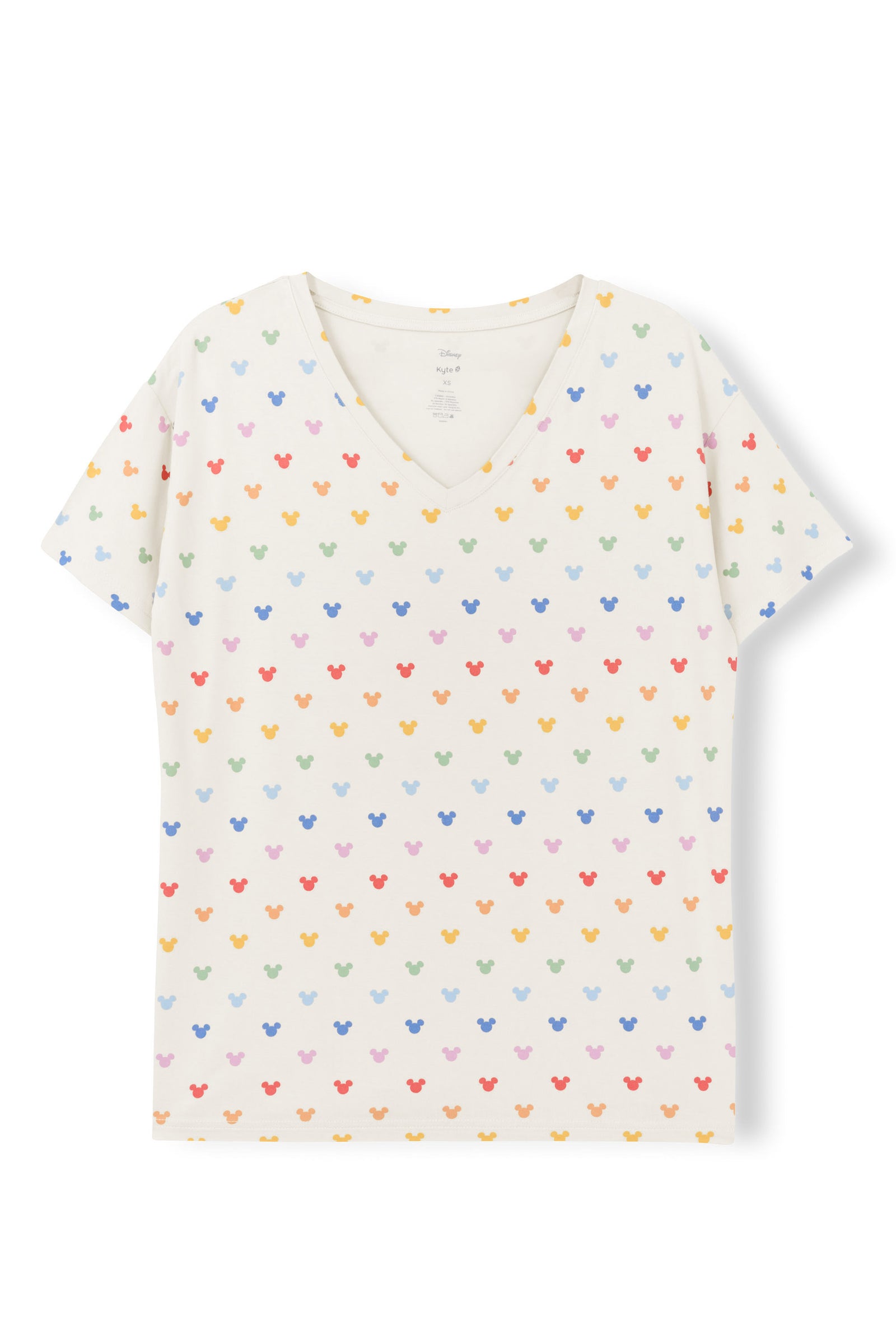 Women's Oversized V-Neck Tee in Pastel Mickey Mouse - Image 2