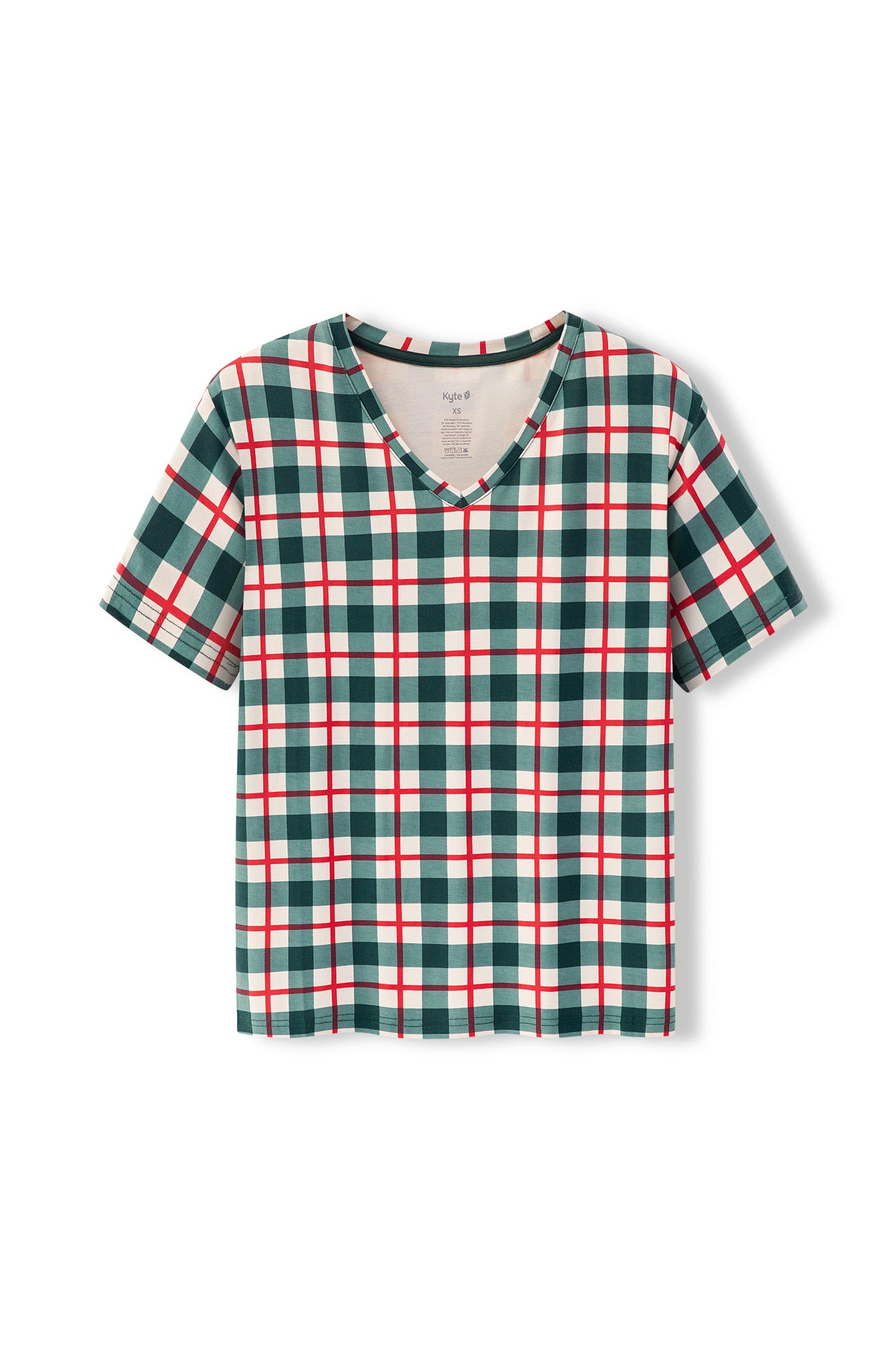 Women's Oversized V-Neck Tee in Holiday Plaid - Image 5