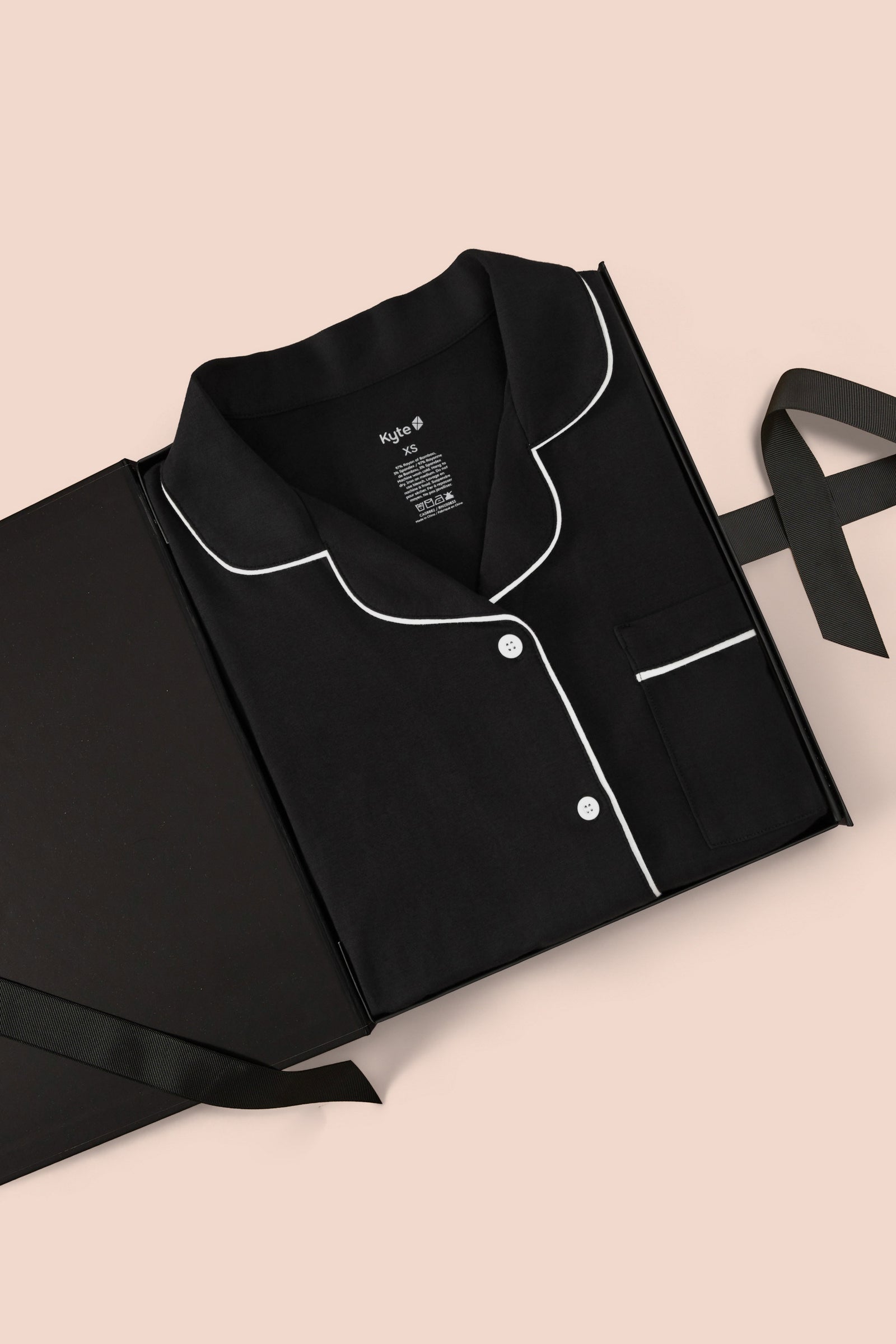 Women’s Short Sleeve Pajama Set in Midnight with Cloud Trim - Image 6