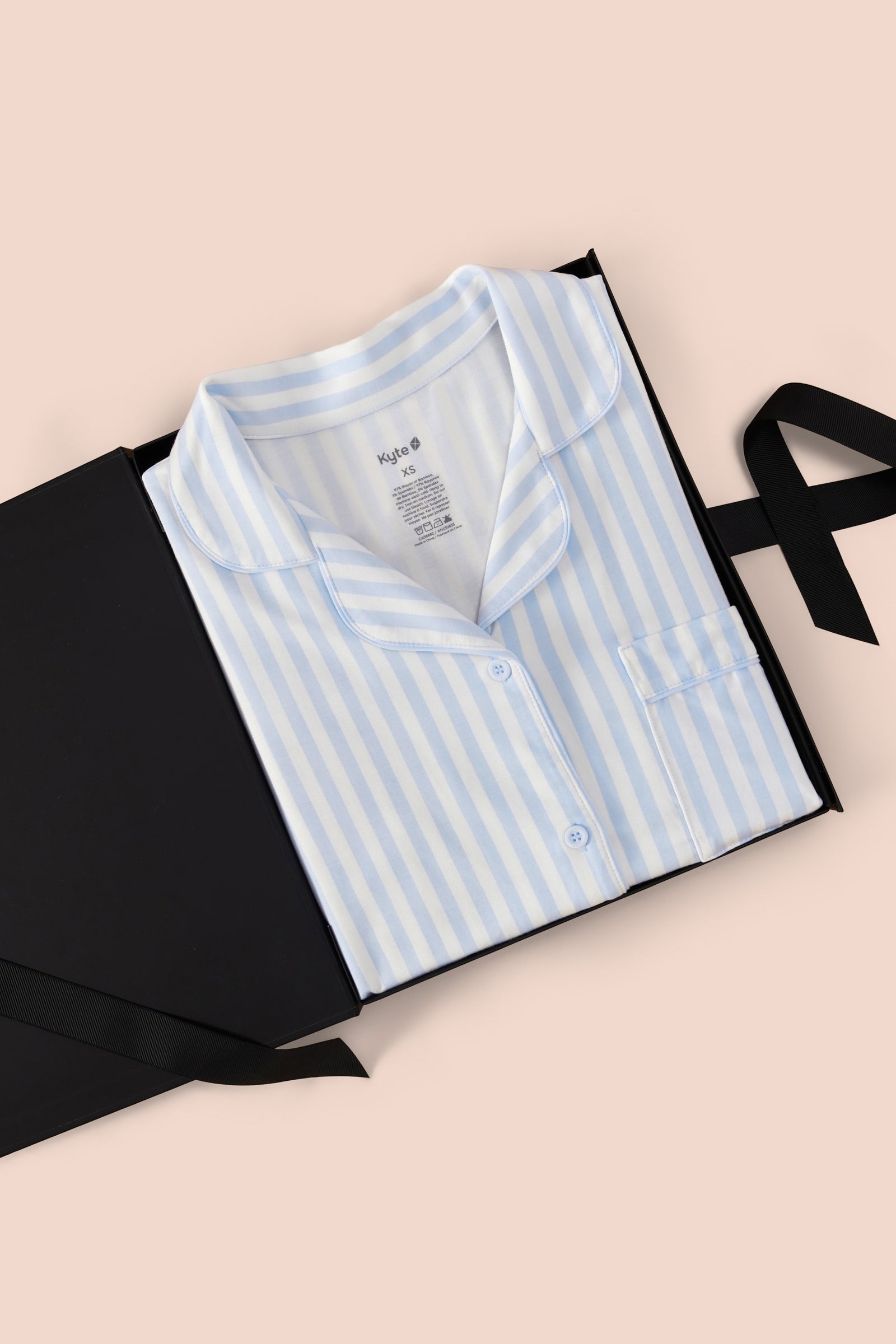 Women's Short Sleeve Pajama Set in Small Mist Stripe - Image 7