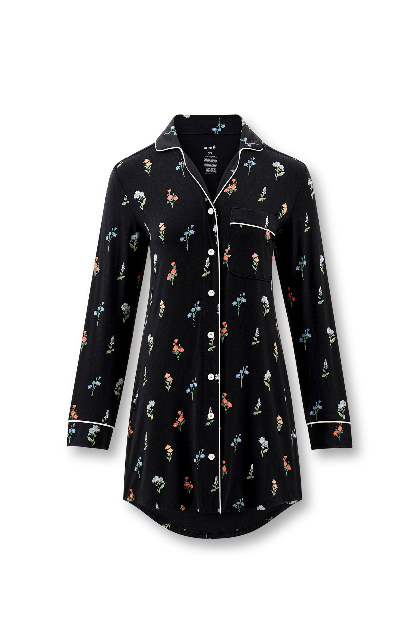 Long Sleeve Women’s Nightshirt in Midnight Wildflower - Image 5