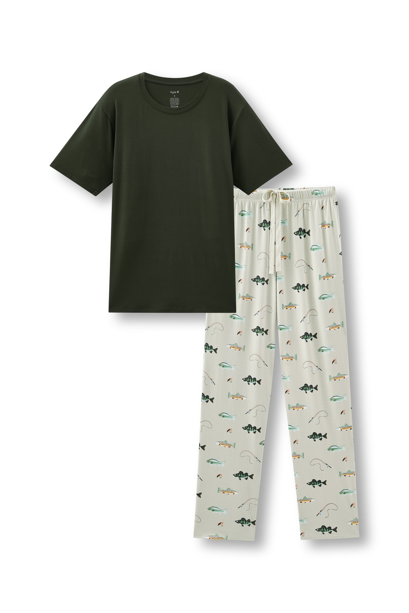Men's Short Sleeve & Pant PJ Set in Fishing - Image 4