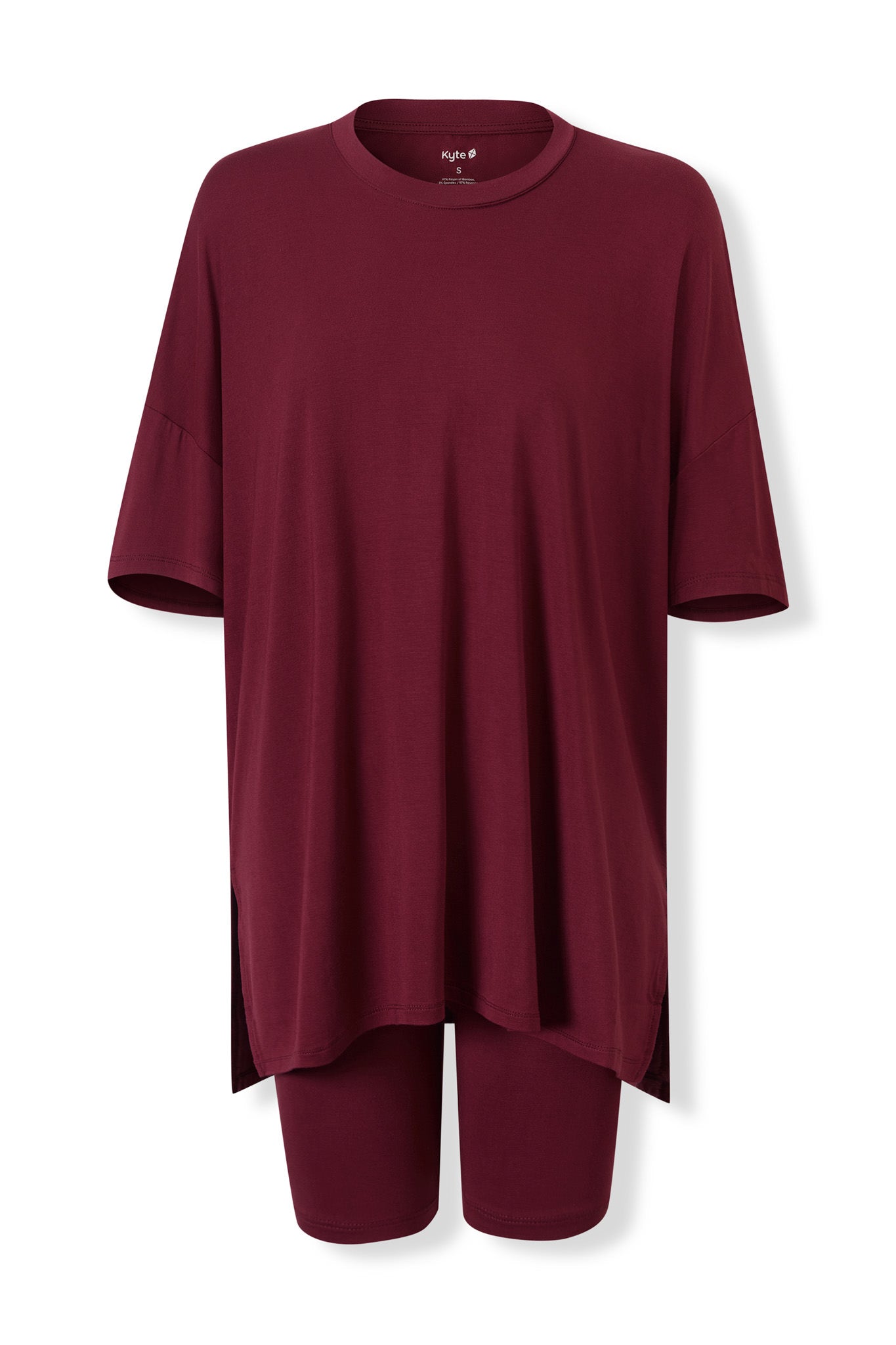 Women’s Biker Short Set in Burgundy - Image 4