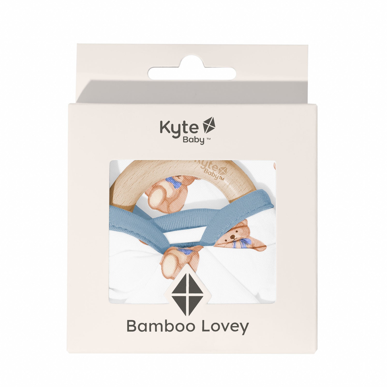 Lovey in Teddy Bear with Removable Wooden Teething Ring - Image 6