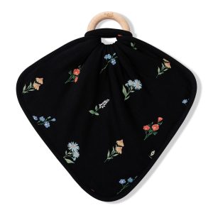Lovey in Midnight Wildflower with Removable Wooden Teething Ring