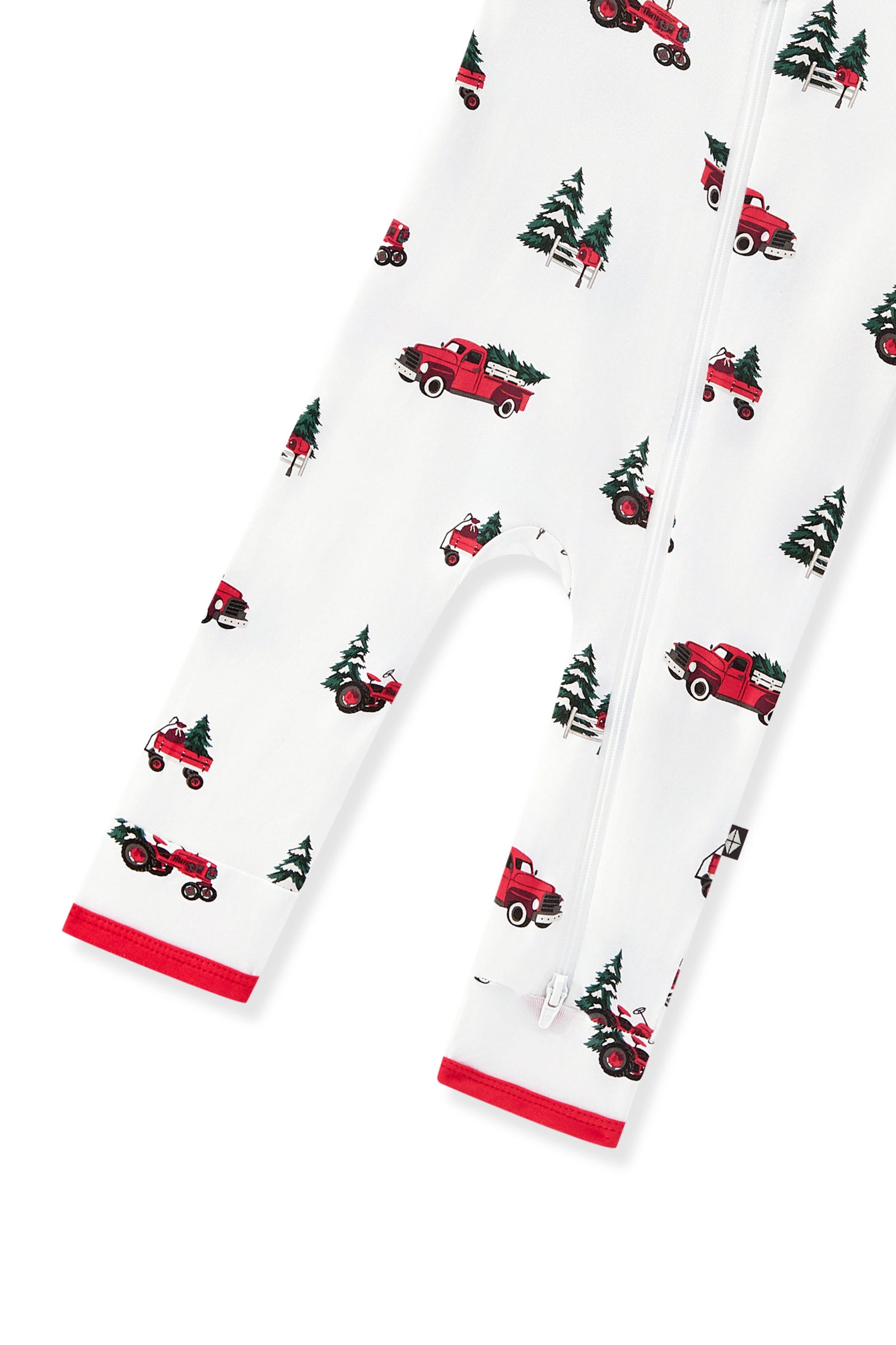 Zippered Romper in Holiday Tree Farm - Image 5
