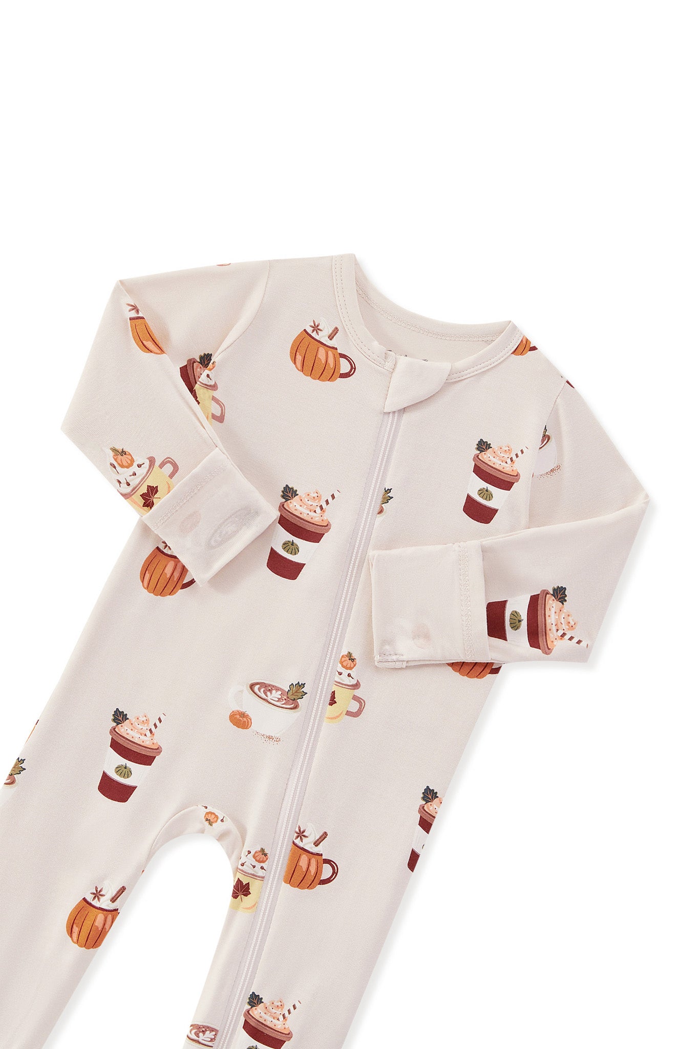 Zippered Footie in Pumpkin Spice Latte - Image 7