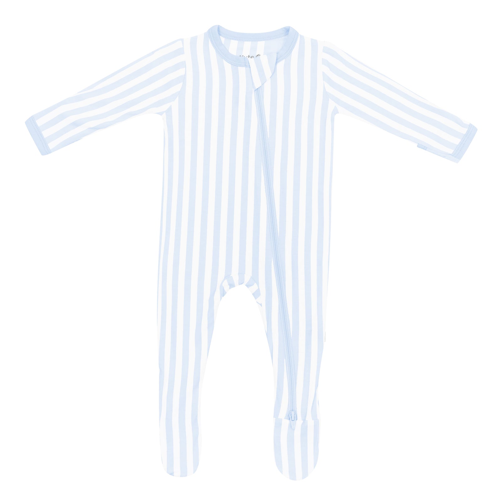 Zippered Footie in Small Mist Stripe - Image 2