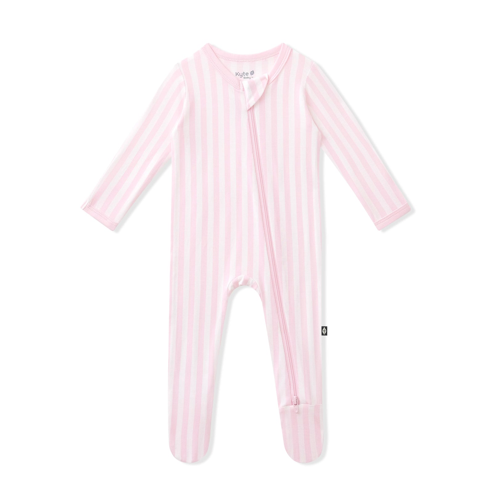 Zippered Footie in Small Sakura Stripe - Image 2