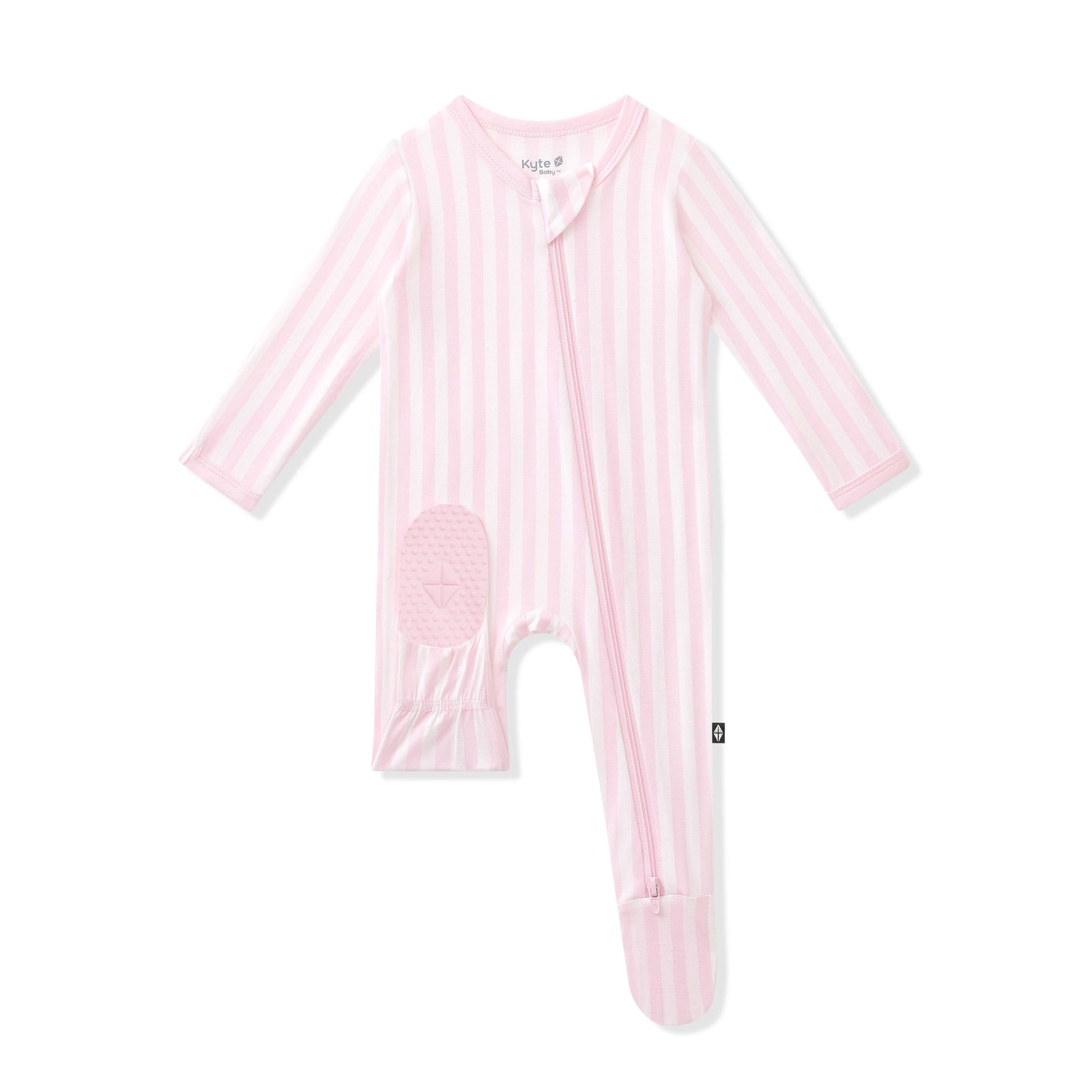 Zippered Footie in Small Sakura Stripe - Image 6