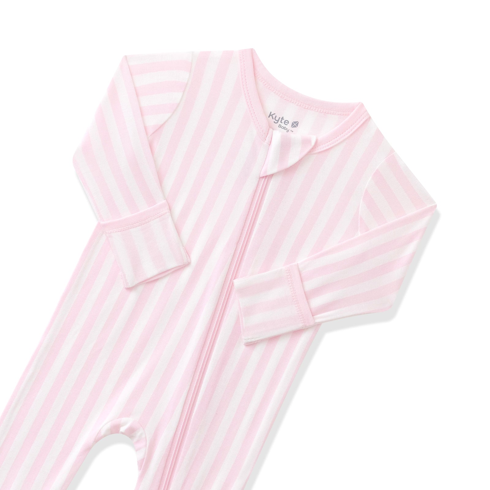 Zippered Footie in Small Sakura Stripe - Image 5