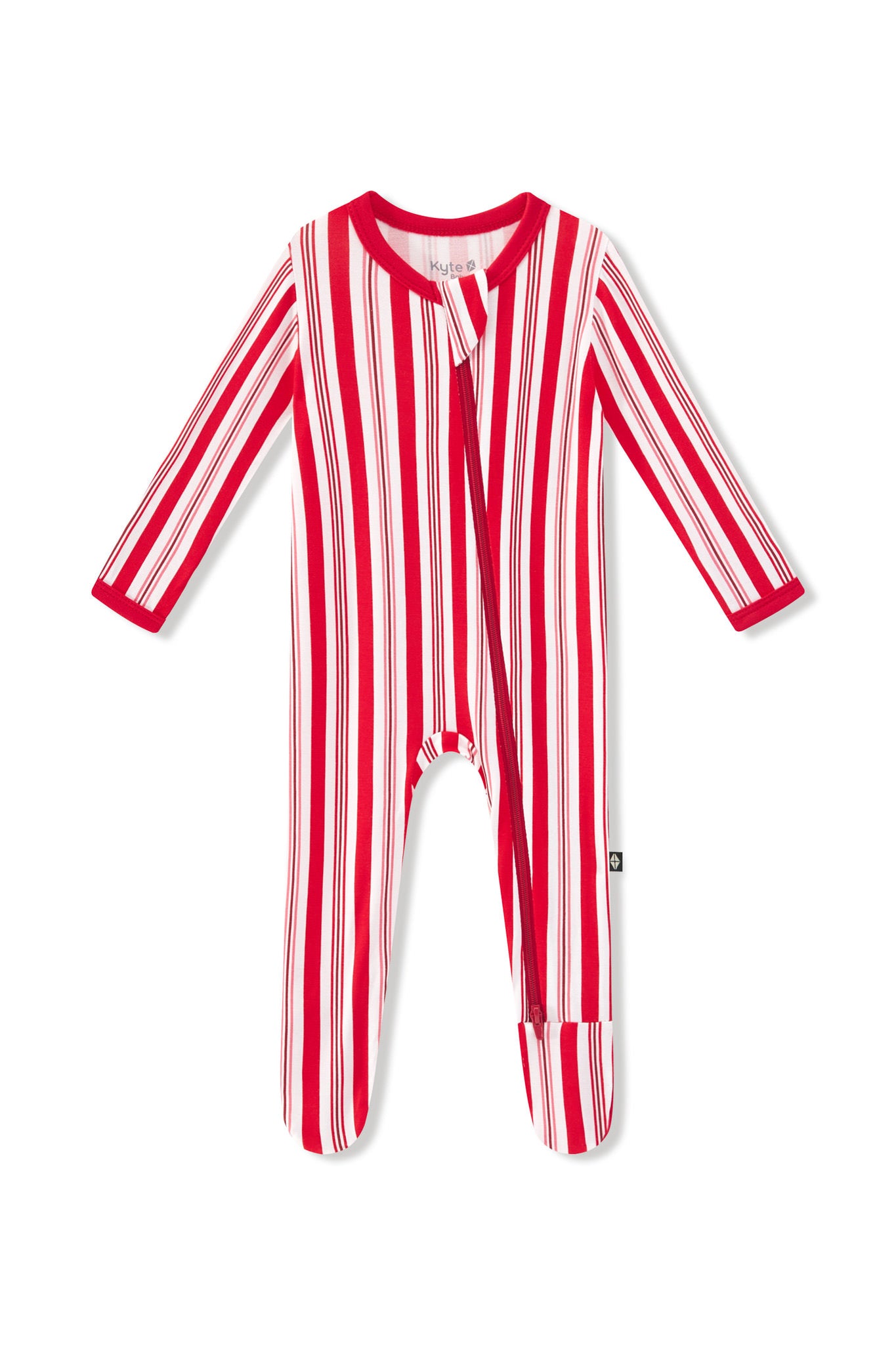 Zippered Footie in Peppermint Stripes - Image 2