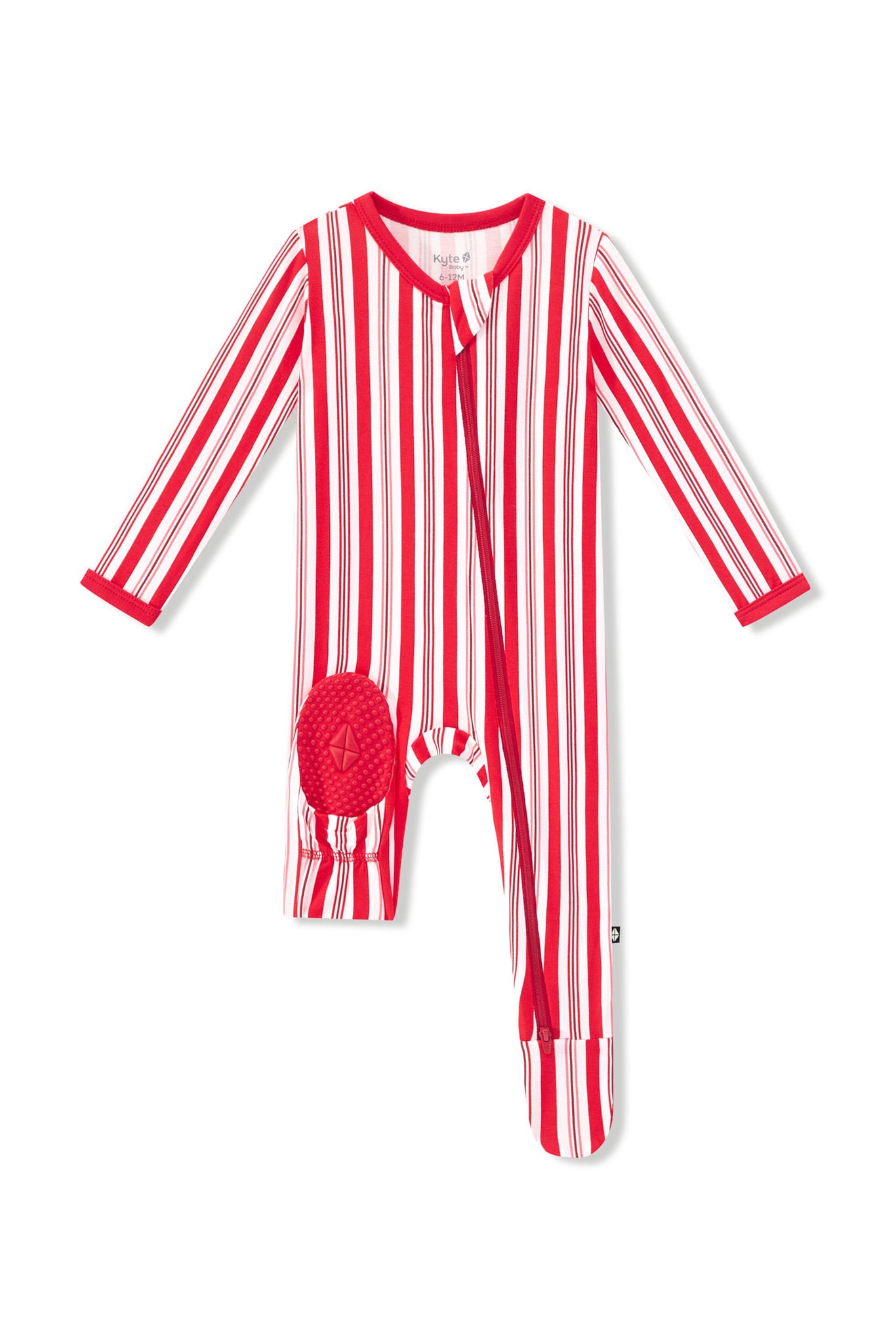 Zippered Footie in Peppermint Stripes - Image 8