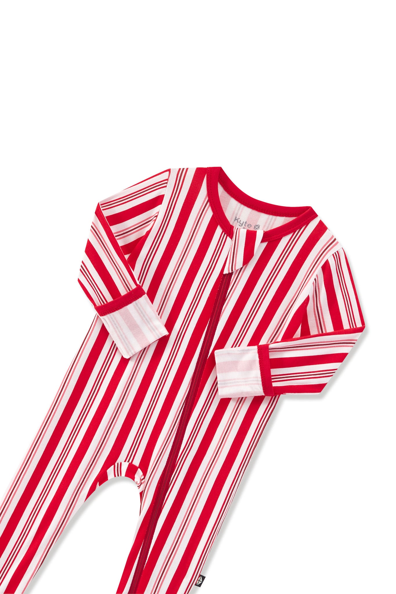 Zippered Footie in Peppermint Stripes - Image 7