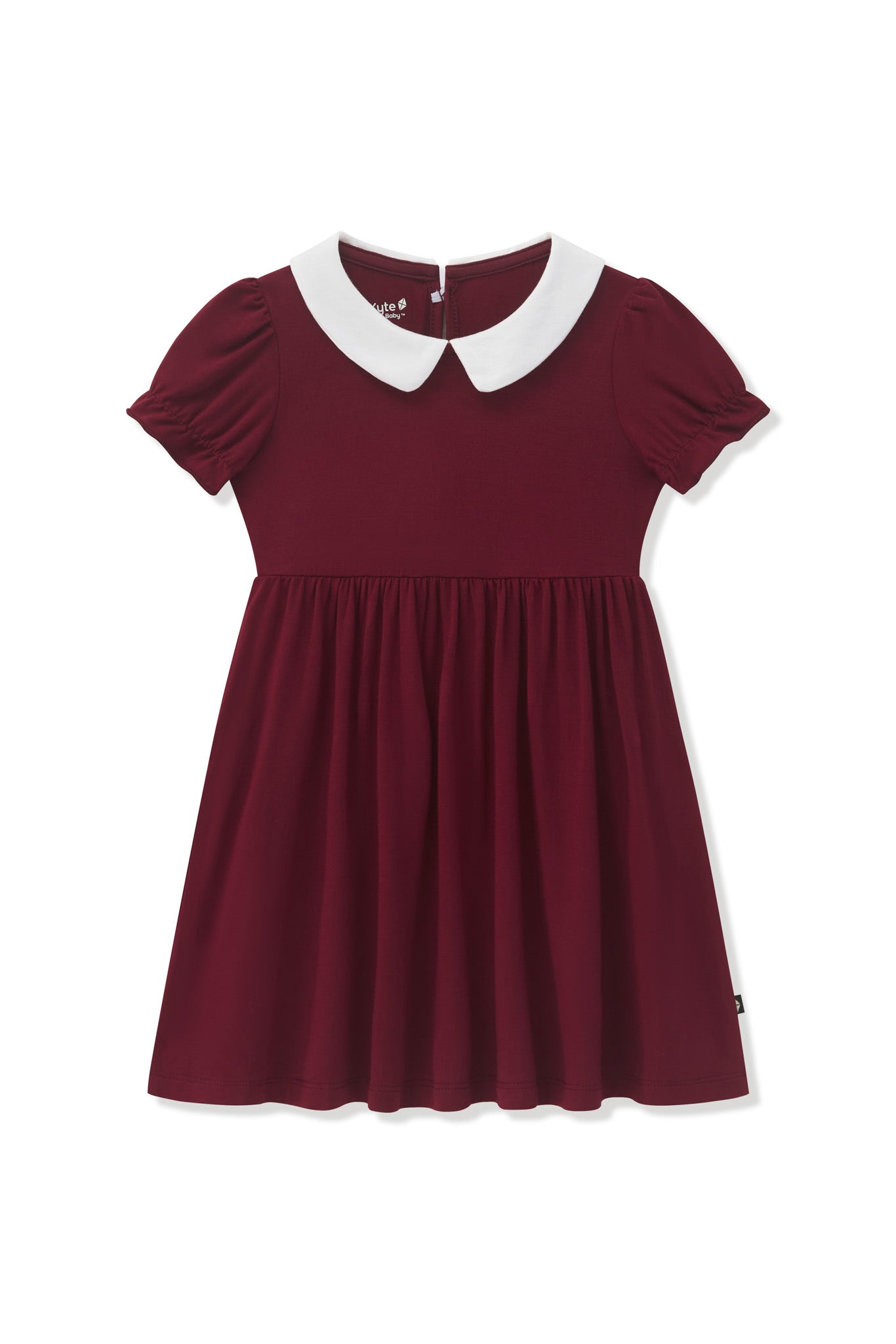 Peter Pan Collar Dress in Burgundy - Image 2