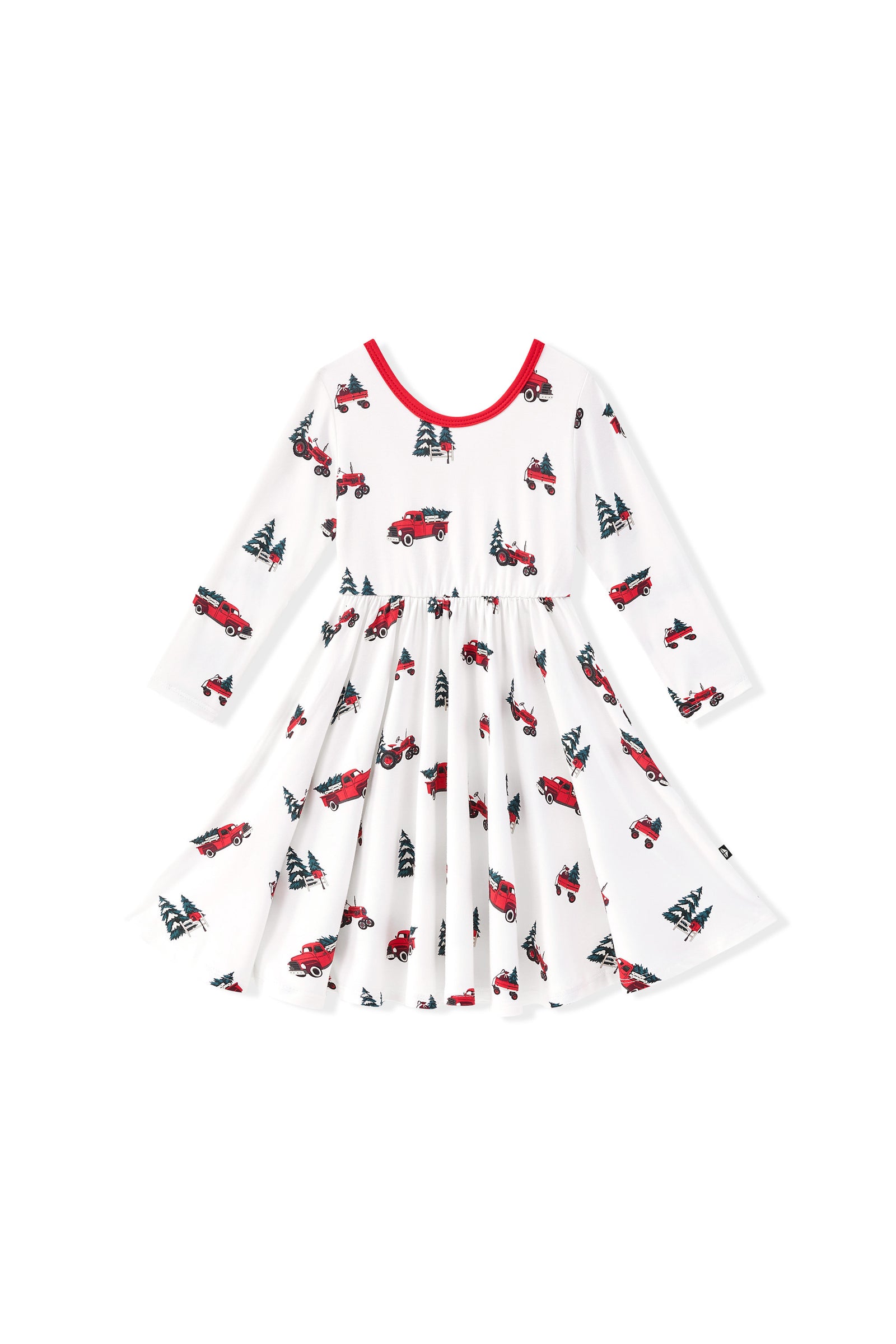 Long Sleeve Twirl Dress in Holiday Tree Farm - Image 2