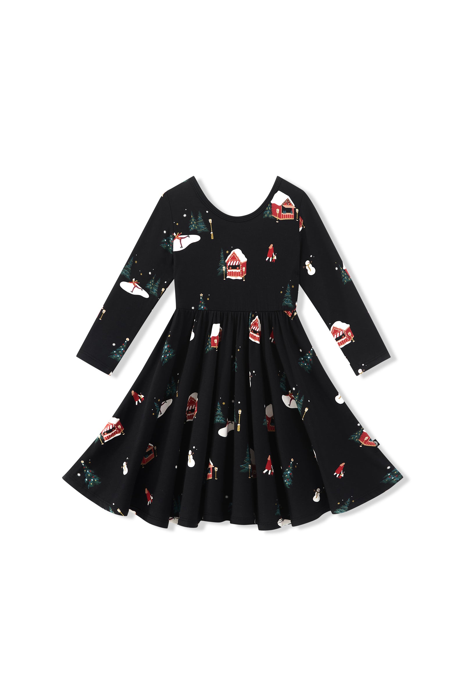 Long Sleeve Twirl Dress in Winter Wonderland - Image 2