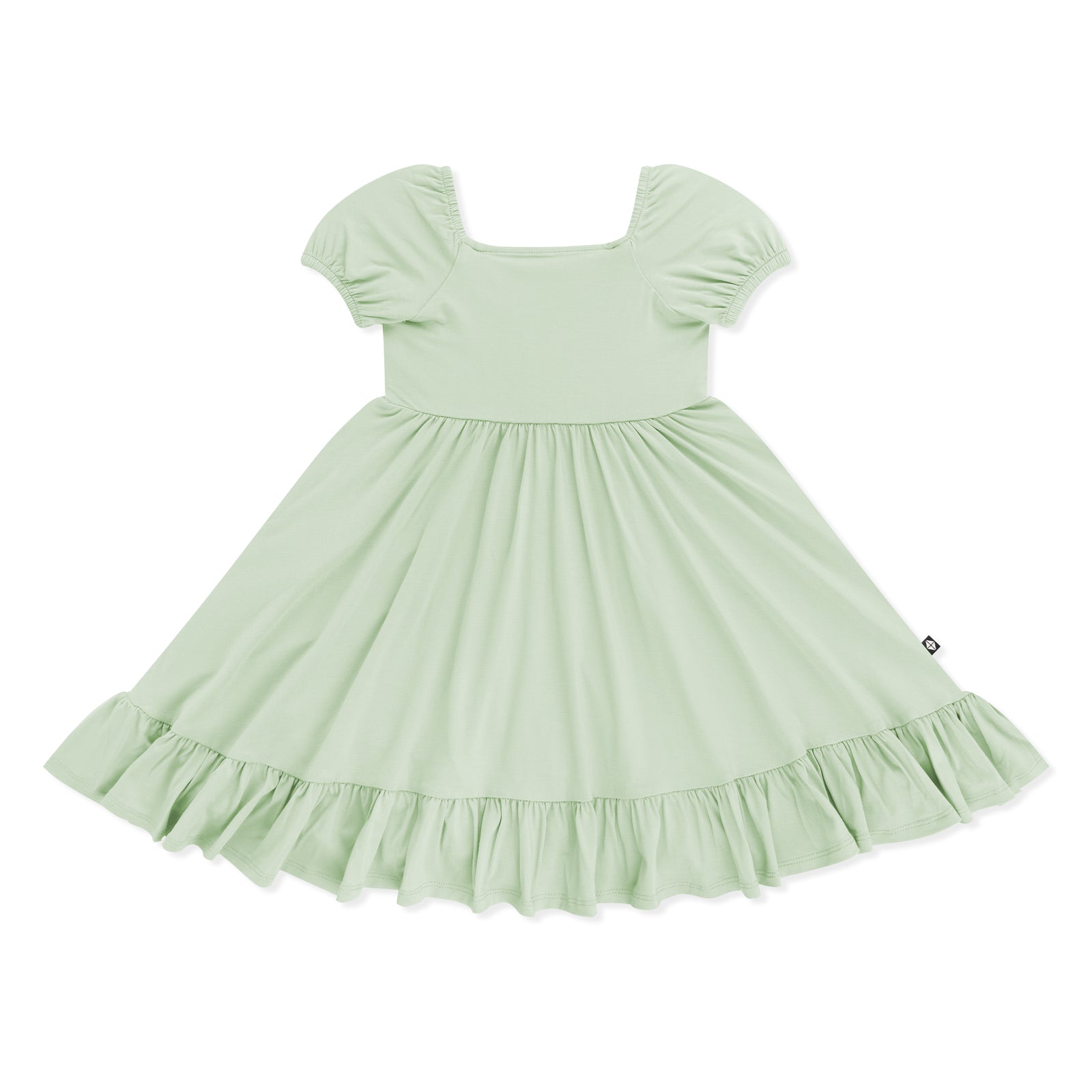 Puff Sleeve Twirl Dress in Basil - Image 2