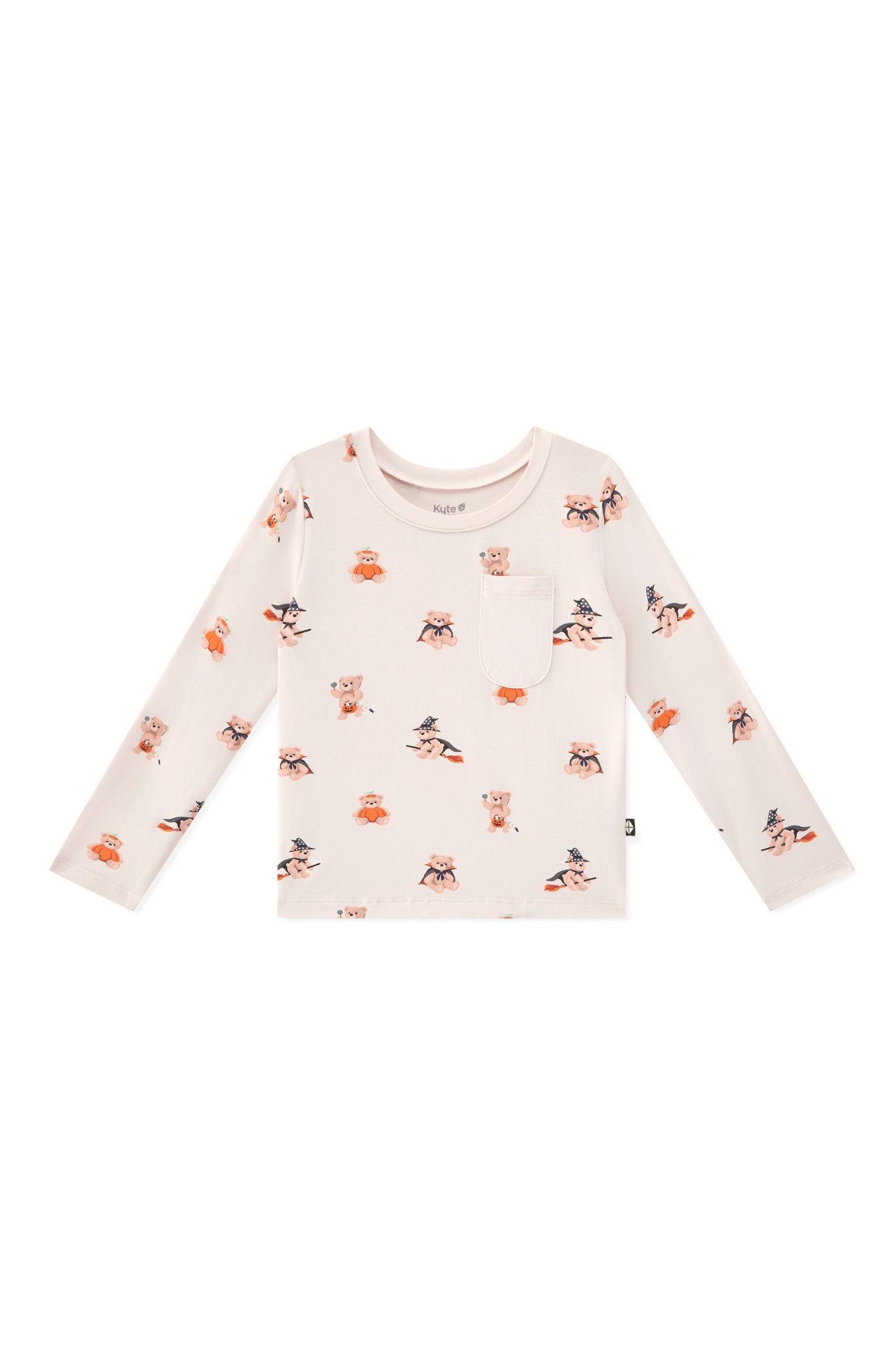 Long Sleeve Toddler Crew Neck Tee in Halloween Teddy - Image 2