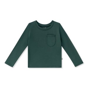 Long Sleeve Toddler Crew Neck Tee in Cypress