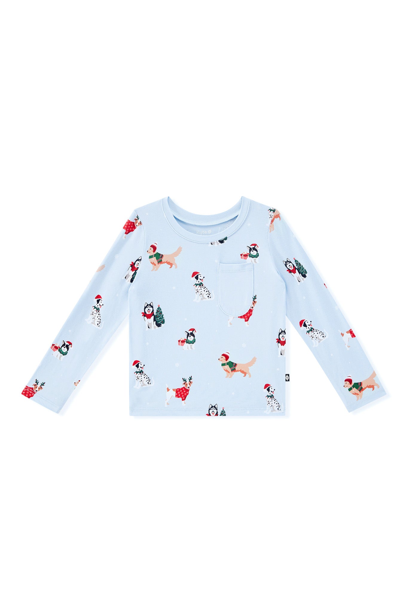 Long Sleeve Toddler Crew Neck Tee in Holiday Pups - Image 2