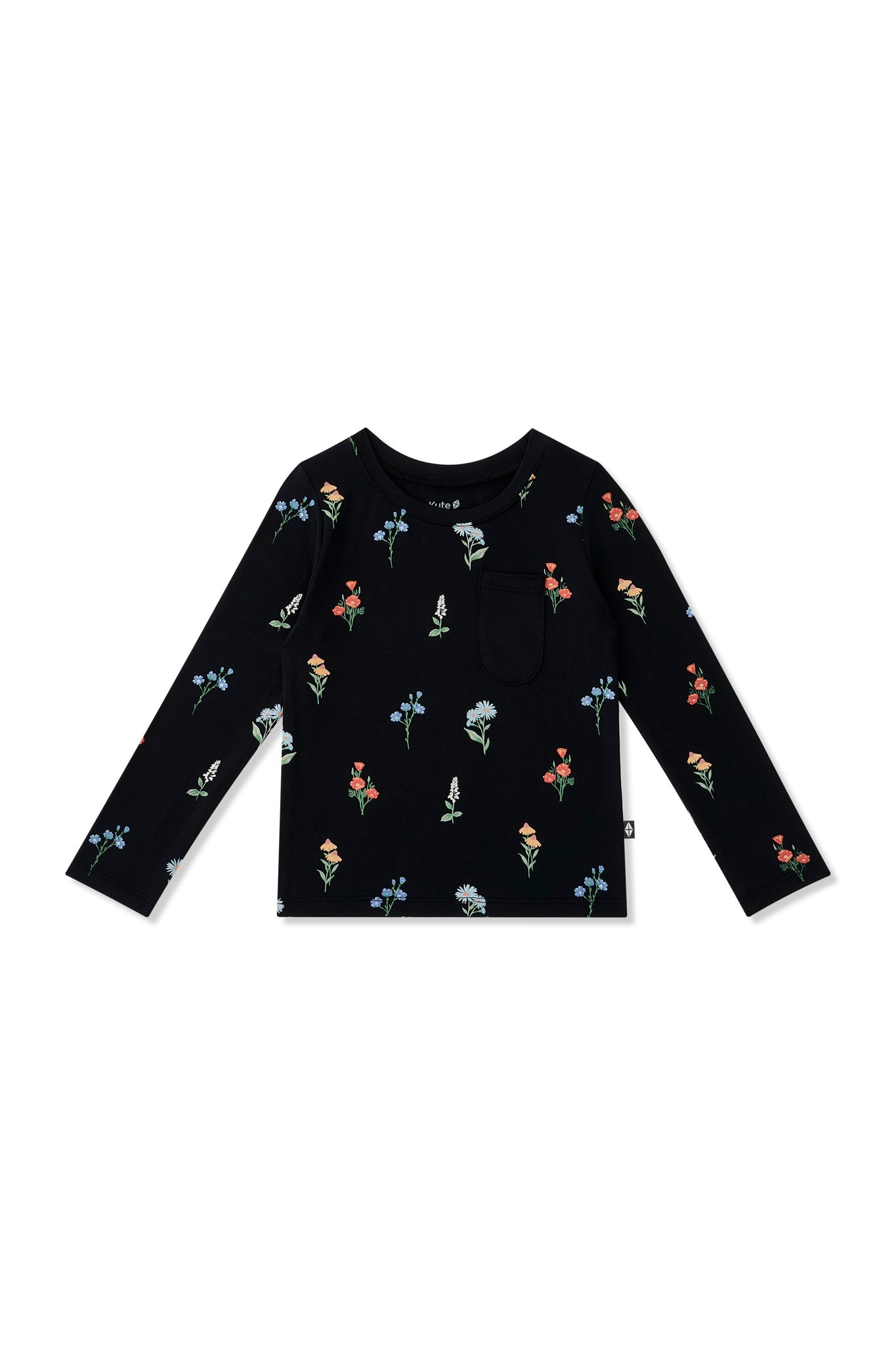Long Sleeve Toddler Crew Neck Tee in Midnight Wildflower - Image 2