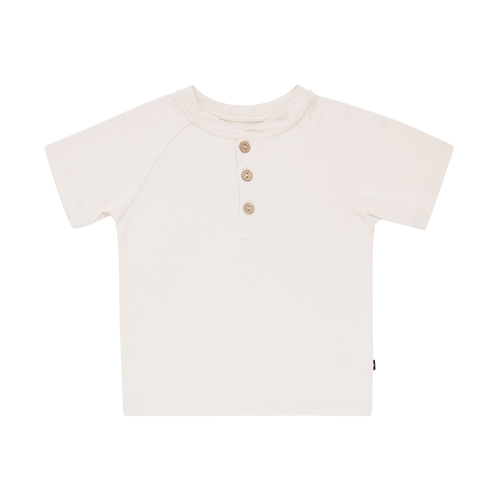 Short Sleeve Toddler Henley Tee in Oat - Image 2