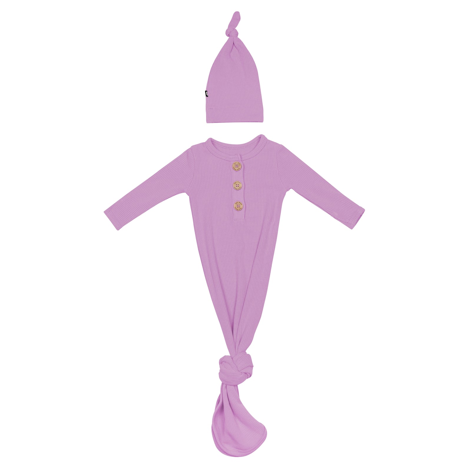 Ribbed Knotted Day Gown with Hat Set in Poi - Image 2