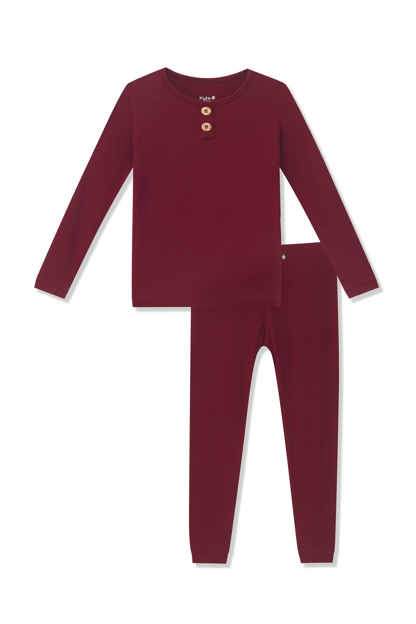 Ribbed Henley Set in Burgundy - Image 2