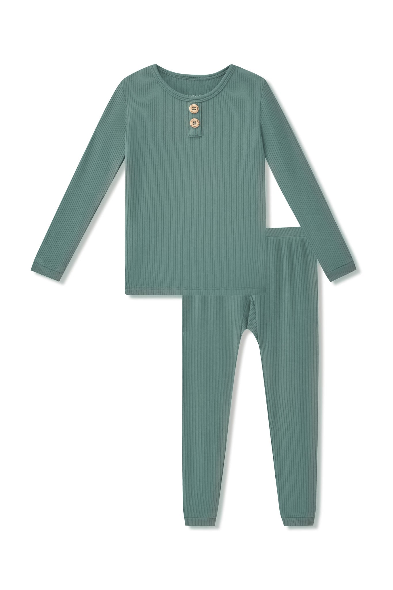 Ribbed Henley Set in Pine - Image 2
