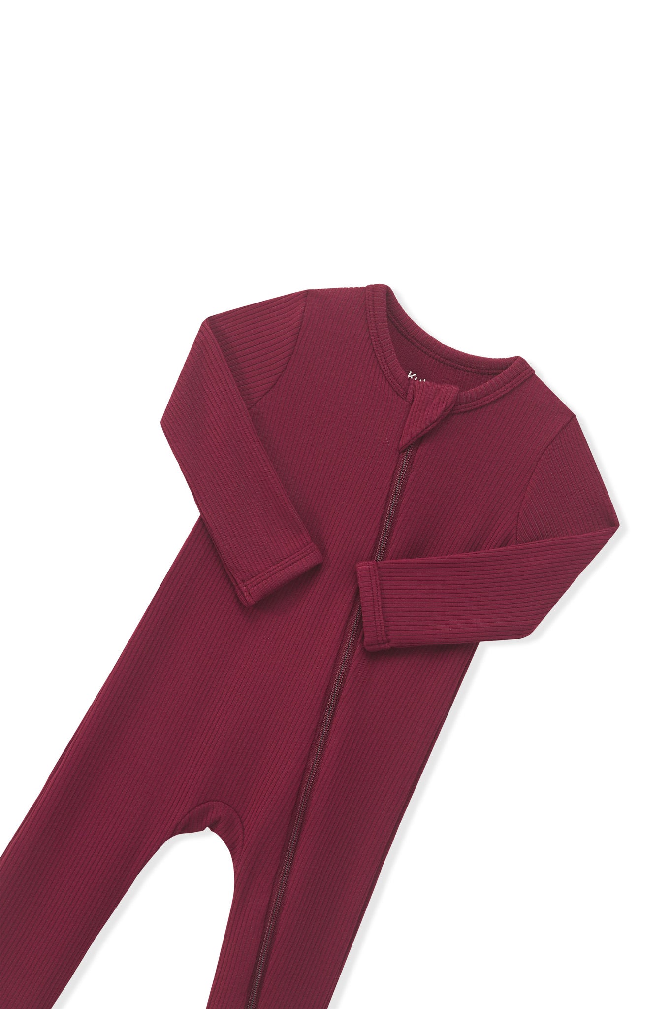 Ribbed Zipper Romper in Burgundy - Image 4