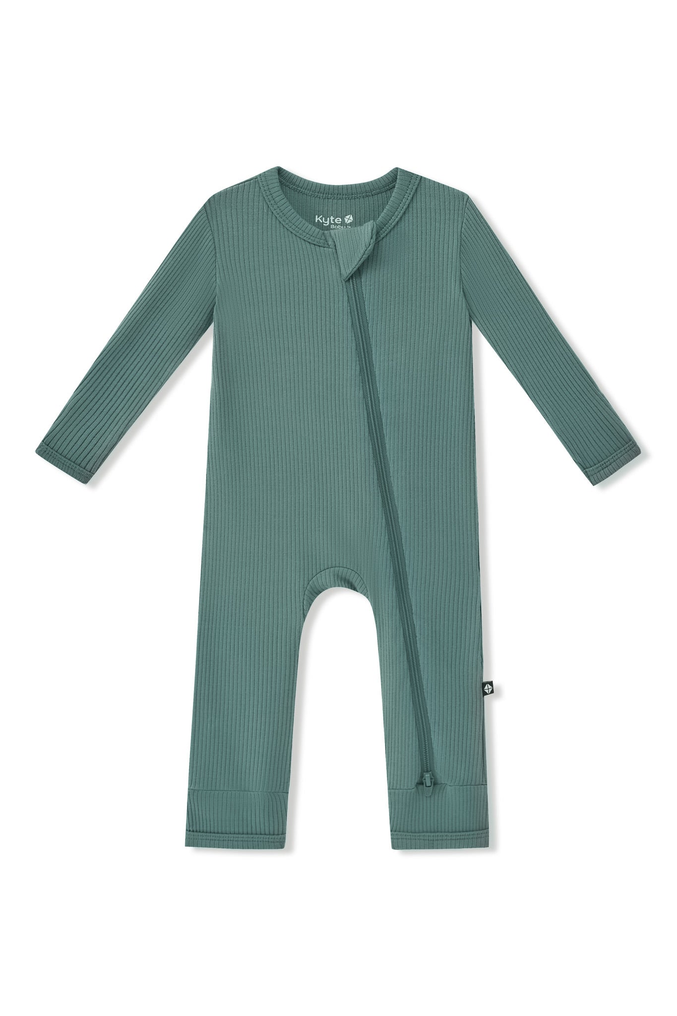 Ribbed Zipper Romper in Pine - Image 2