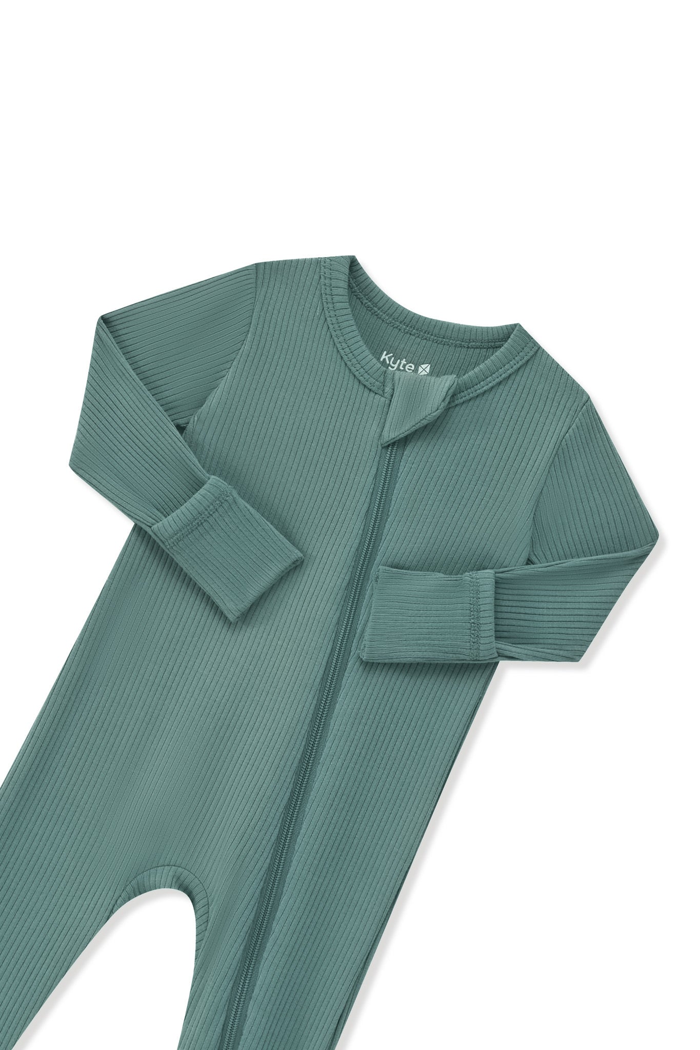 Ribbed Zipper Romper in Pine - Image 4