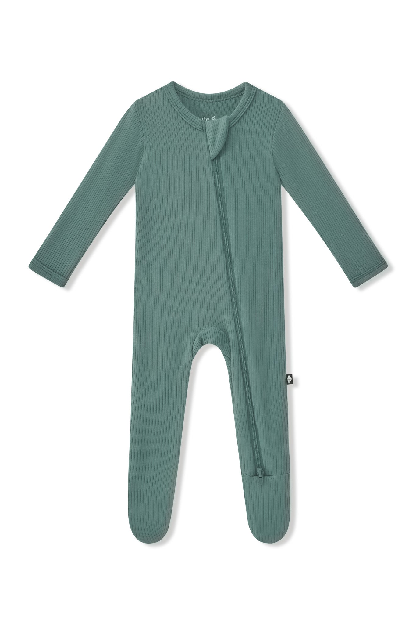 Ribbed Zipper Footie in Pine - Image 2