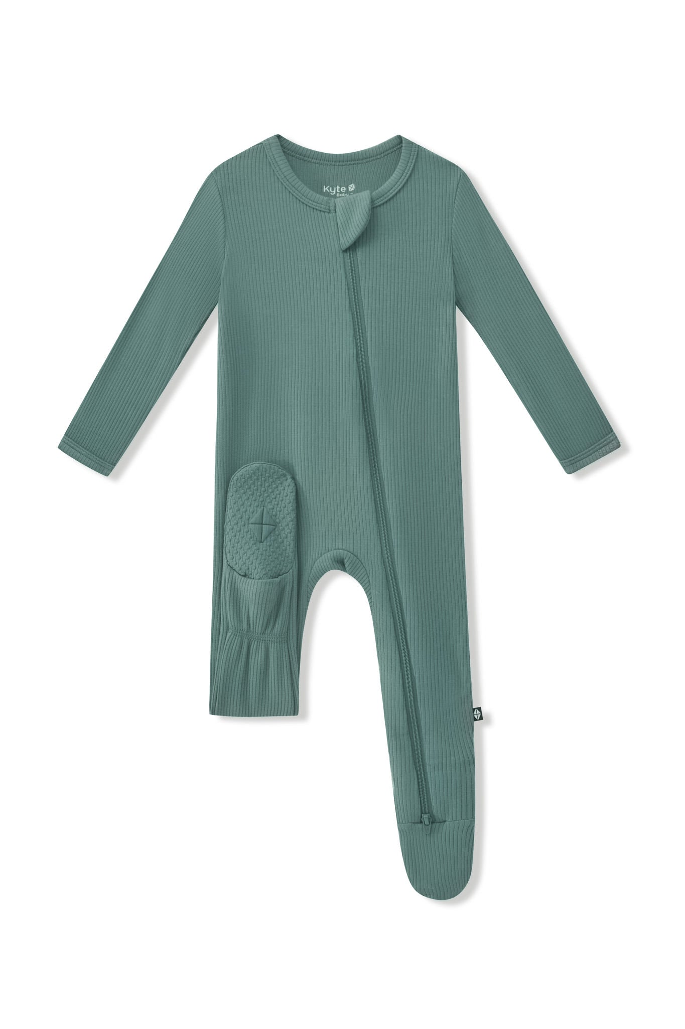 Ribbed Zipper Footie in Pine - Image 6