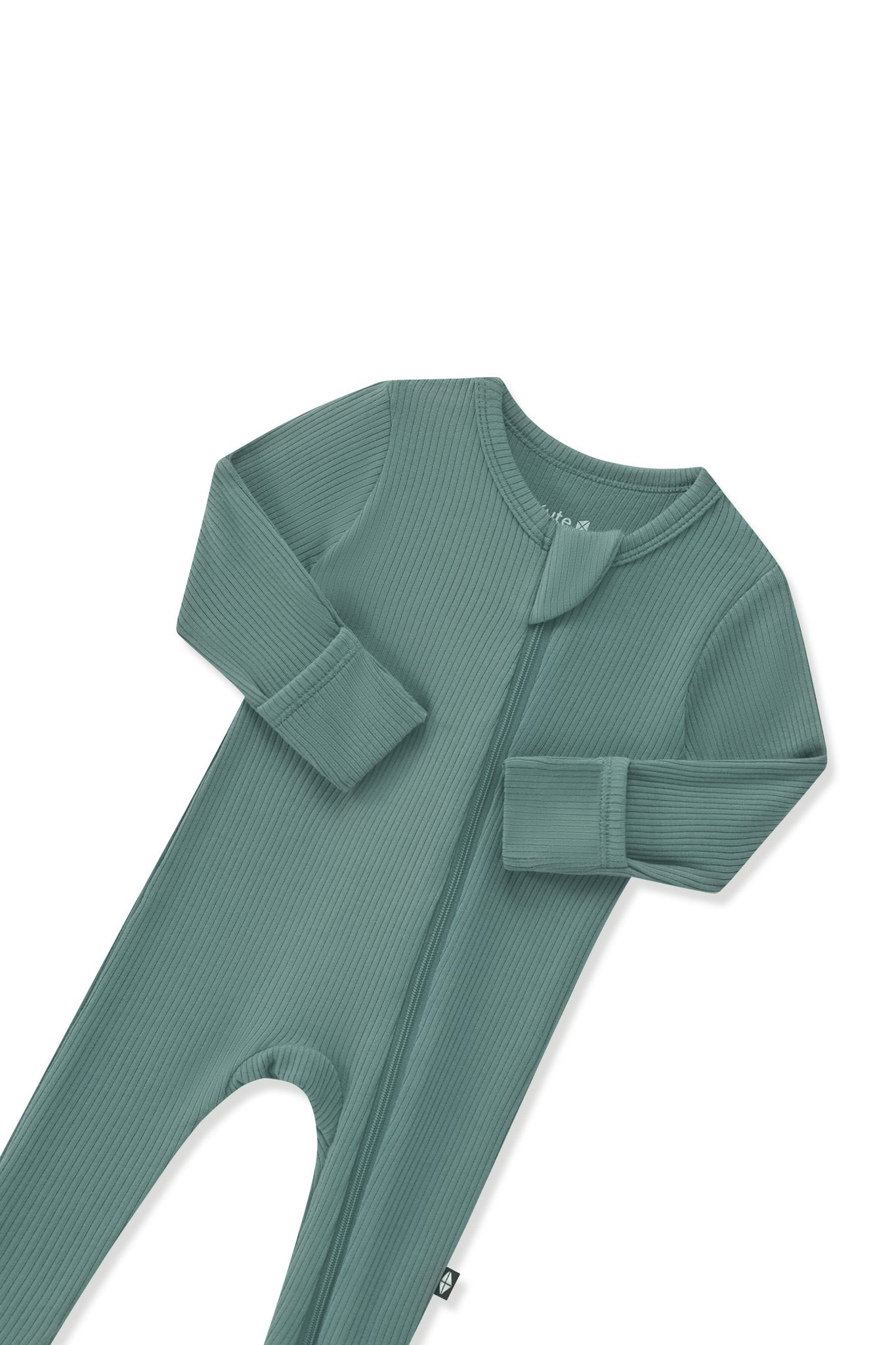 Ribbed Zipper Footie in Pine - Image 5
